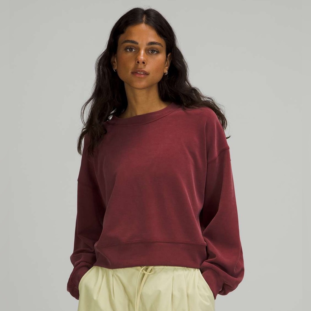 BNWT Lululemon Perfectly Oversized Cropped Crew Softstreme* - Red Merlot
